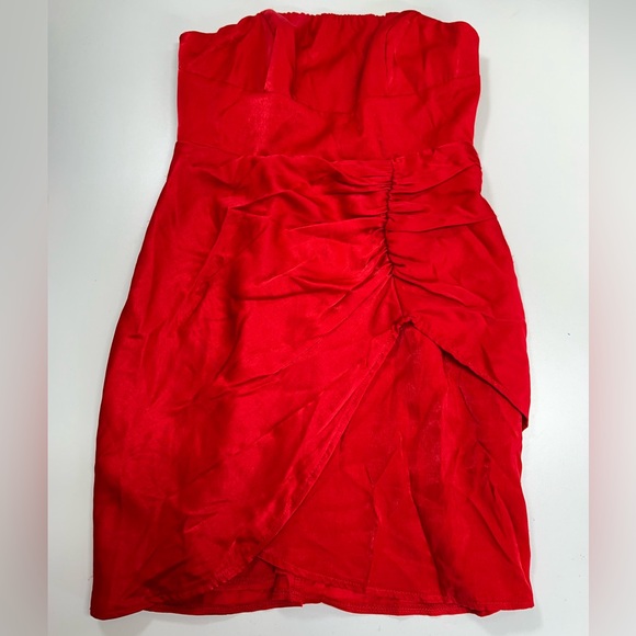 Hello Molly Saints & Secrets Red Ruched Strapless Mini Dress NEW Size Medium - Picture 5 of 14